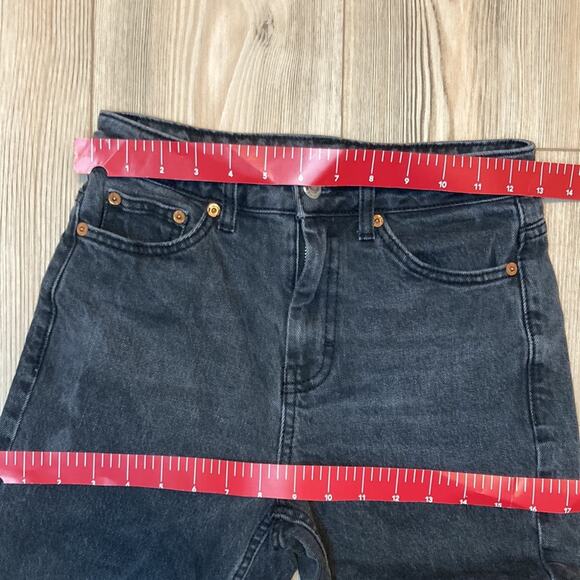 Topshop MOTO Wide Black Faded Cropped Jean - 26 Denim Rigid distressed top shot - Picture 11 of 13